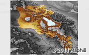 Physical 3D Map of Armenia, darken, desaturated