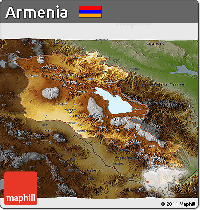 Physical 3D Map of Armenia, darken
