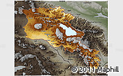Physical 3D Map of Armenia, darken, semi-desaturated