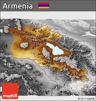 Physical 3D Map of Armenia, desaturated
