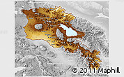 Physical 3D Map of Armenia, lighten, desaturated