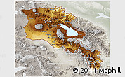 Physical 3D Map of Armenia, lighten, semi-desaturated