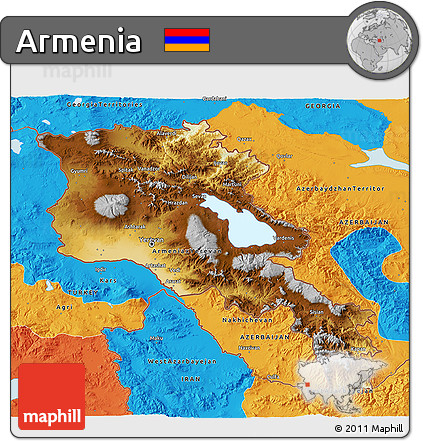 Physical 3D Map of Armenia, political outside