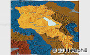 Political 3D Map of Armenia, darken