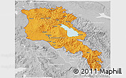 Political 3D Map of Armenia, lighten, desaturated