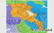 Political 3D Map of Armenia, political shades outside