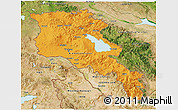 Political 3D Map of Armenia, satellite outside