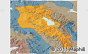 Political 3D Map of Armenia, semi-desaturated