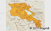 Political 3D Map of Armenia, shaded relief outside