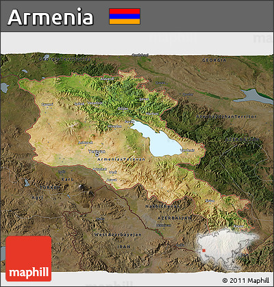 Satellite 3D Map of Armenia, darken