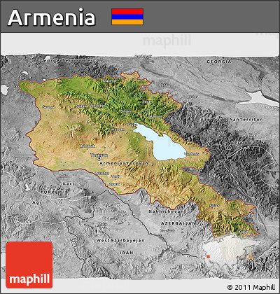 Satellite 3D Map of Armenia, desaturated