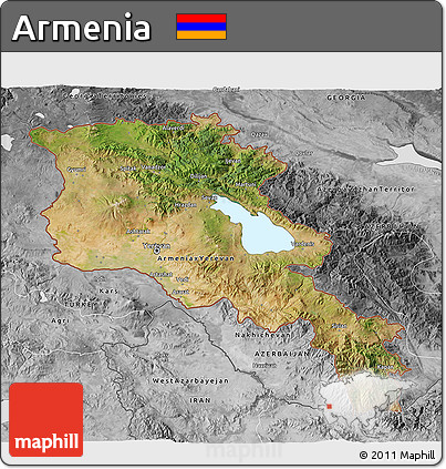 Satellite 3D Map of Armenia, desaturated
