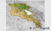 Satellite 3D Map of Armenia, lighten, desaturated