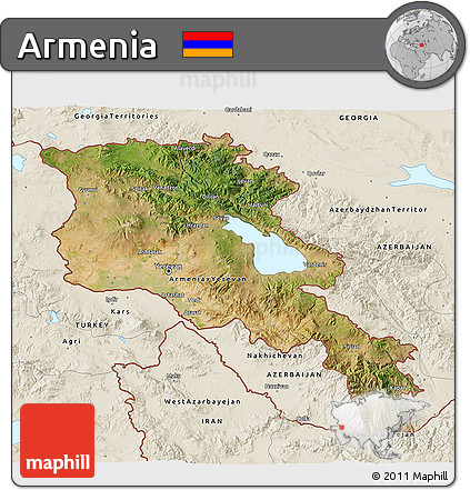 Satellite 3D Map of Armenia, shaded relief outside