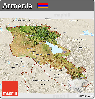 Satellite 3D Map of Armenia, shaded relief outside