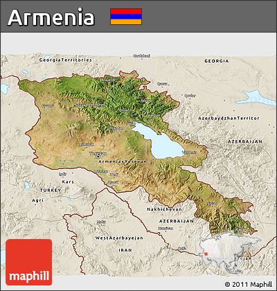 Satellite 3D Map of Armenia, shaded relief outside