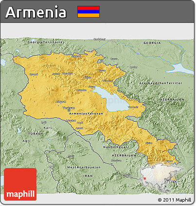Savanna Style 3D Map of Armenia