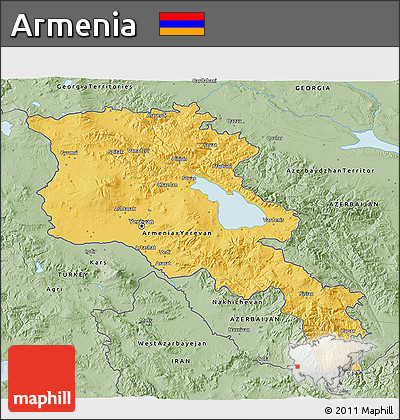 Savanna Style 3D Map of Armenia