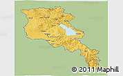 Savanna Style 3D Map of Armenia, single color outside