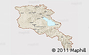 Shaded Relief 3D Map of Armenia, cropped outside