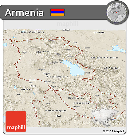 Shaded Relief 3D Map of Armenia