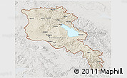 Shaded Relief 3D Map of Armenia, lighten, semi-desaturated