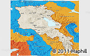 Shaded Relief 3D Map of Armenia, political outside