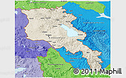 Shaded Relief 3D Map of Armenia, political shades outside