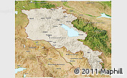 Shaded Relief 3D Map of Armenia, satellite outside