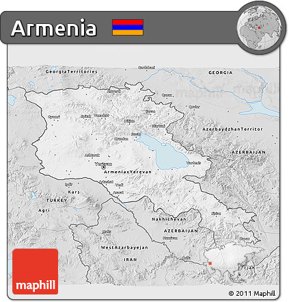 Silver Style 3D Map of Armenia