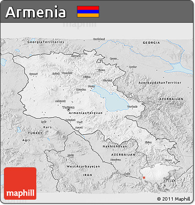 Silver Style 3D Map of Armenia