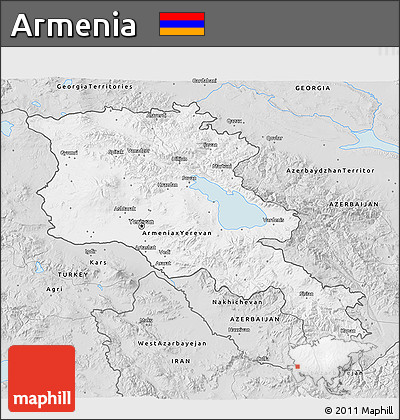 Silver Style 3D Map of Armenia