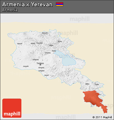 Classic Style 3D Map of Armenia X Yerevan, single color outside
