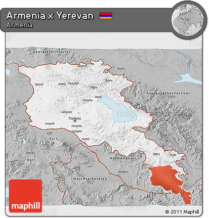 Gray 3D Map of Armenia X Yerevan