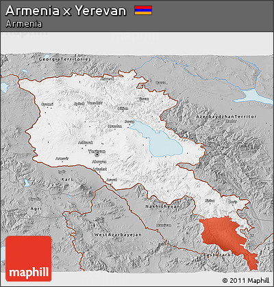Gray 3D Map of Armenia X Yerevan
