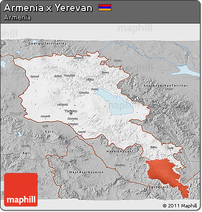 Gray 3D Map of Armenia X Yerevan