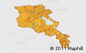 Political 3D Map of Armenia x Yerevan, cropped outside
