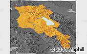 Political 3D Map of Armenia x Yerevan, darken, desaturated
