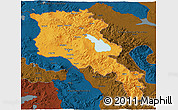 Political 3D Map of Armenia x Yerevan, darken