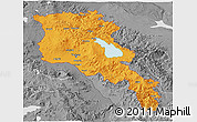 Political 3D Map of Armenia x Yerevan, desaturated