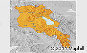 Political 3D Map of Armenia x Yerevan, lighten, desaturated