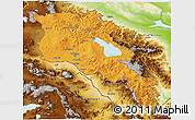 Political 3D Map of Armenia x Yerevan, physical outside