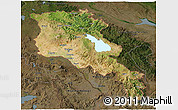 Satellite 3D Map of Armenia x Yerevan, darken