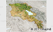 Satellite 3D Map of Armenia x Yerevan, lighten, semi-desaturated
