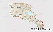 Shaded Relief 3D Map of Armenia x Yerevan, cropped outside