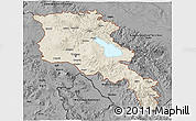 Shaded Relief 3D Map of Armenia x Yerevan, darken, desaturated