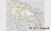 Shaded Relief 3D Map of Armenia x Yerevan, desaturated