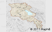Shaded Relief 3D Map of Armenia x Yerevan, lighten, desaturated
