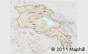 Shaded Relief 3D Map of Armenia x Yerevan, lighten, semi-desaturated