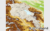 Shaded Relief 3D Map of Armenia x Yerevan, physical outside